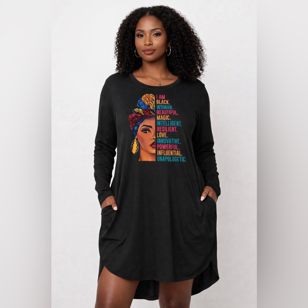 NEW Empowerment Graphic Long Sleeve Tunic | Black Woman Affirmation |